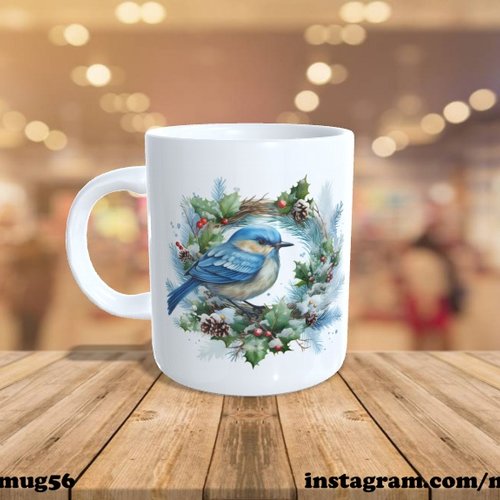 Mug tasse céramique - oiseau 017 noel houx