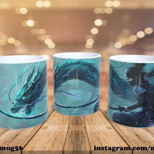 Mug tasse céramique - dragon / ninja 002