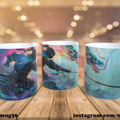 Mug tasse céramique - dragon / ninja 004