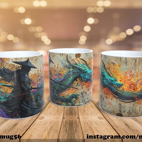 Mug tasse céramique - dragon / ninja 005