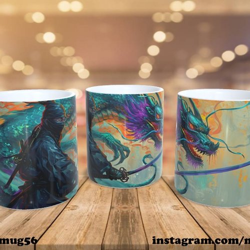 Mug tasse céramique - dragon / ninja 006