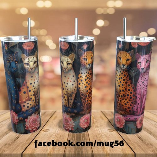 Tumbler / thermos / gobelet 600 ml 20 oz - léopard guepard 002