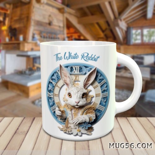 Mug tasse céramique thème alice aux pays des merveilles 006 lapin blanc