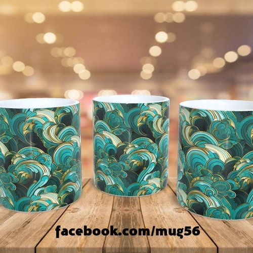 Mug tasse floral fleur 001 design motif 001 vagues