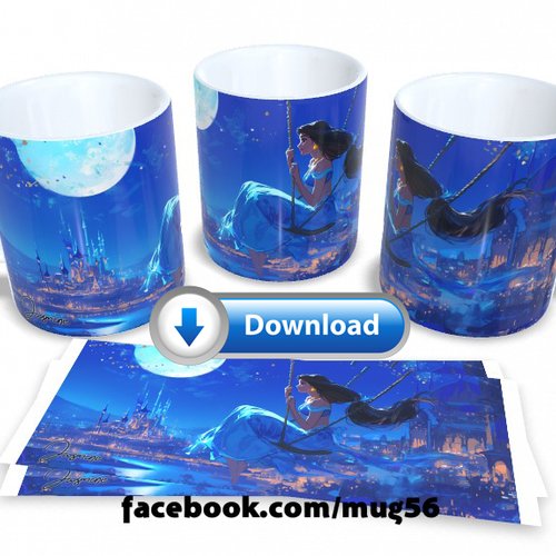 Design pour sublimation de mugs jpeg (fichier numérique) - jasmine aladdin 001