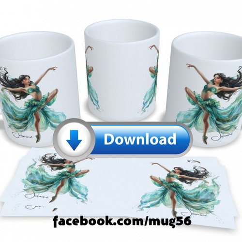 Design pour sublimation de mugs jpeg (fichier numérique) - jasmine aladdin danseuse 003