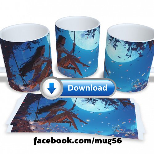 Design pour sublimation de mugs jpeg (fichier numérique) - pocahontas 001