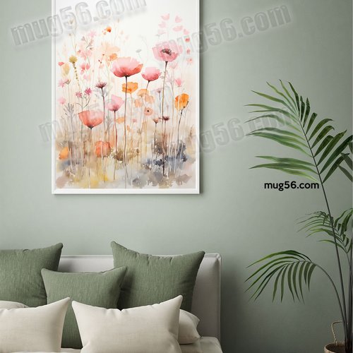 Art mural, affiche poster - floral fleurs 002 format a5 - a4 ou a3