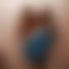 Réservée étole en velours milleraies marron, bleu et dentelle
