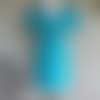Robe trapèze ample en lin bleu turquoise à manches courtes