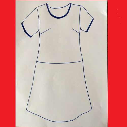 Réservée / robe trapèze ample à manches courtes encolure ronde en coton satiné rouge