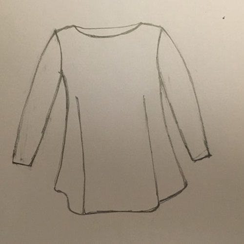 Réservée / tunique, blouse ample forme trapèze ample manches longues et encolure bateau 