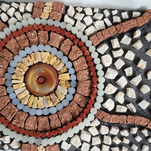 Tableau mosaïque contemporaine marron inspiration aborigène