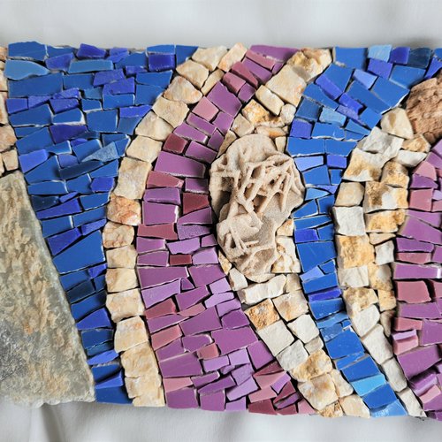Tableau mosaïque contemporaine afrique bleu et violet