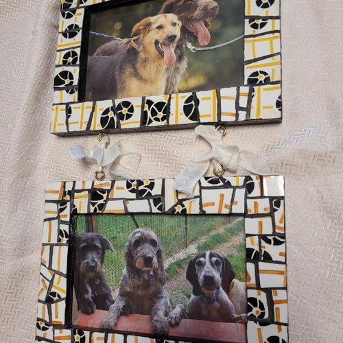 Cadre photo double en mosaïque assiettes