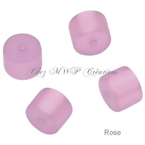 Perles polaris cylindre mat 8x10mm - rose