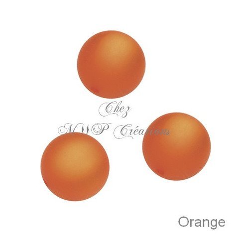 Perles polaris 10mm rondes mat - orange
