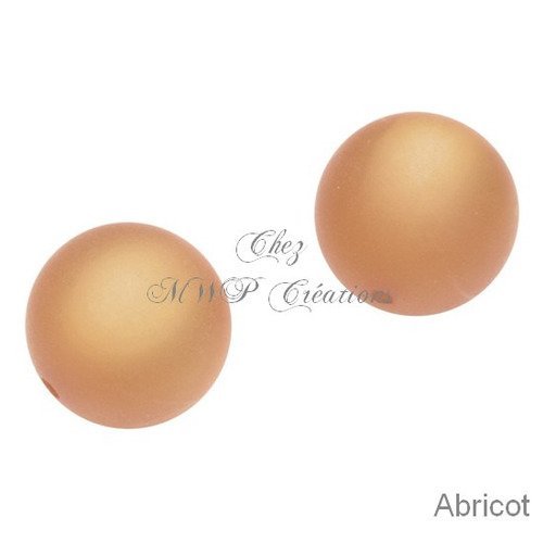 Perles polaris 16mm rondes mat - abricot