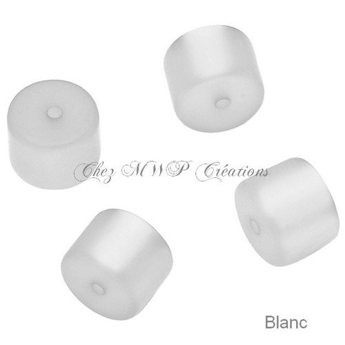 Perles polaris cylindre mat 8x10mm - blanche