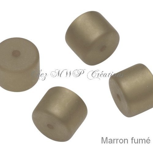 Perles polaris cylindre mat 8x10mm - marron clair