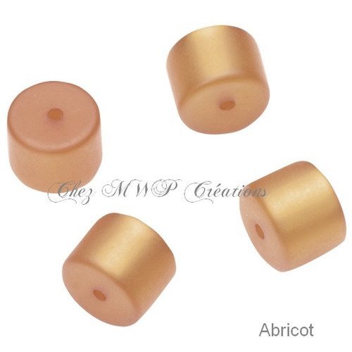 Perles polaris cylindre mat 8x10mm - abricot