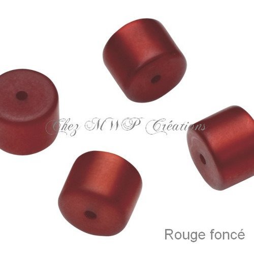 Perles polaris cylindre mat 8x10mm - rouge foncé