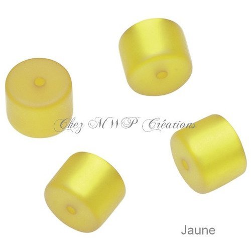 Perles polaris cylindre mat 8x10mm - jaune