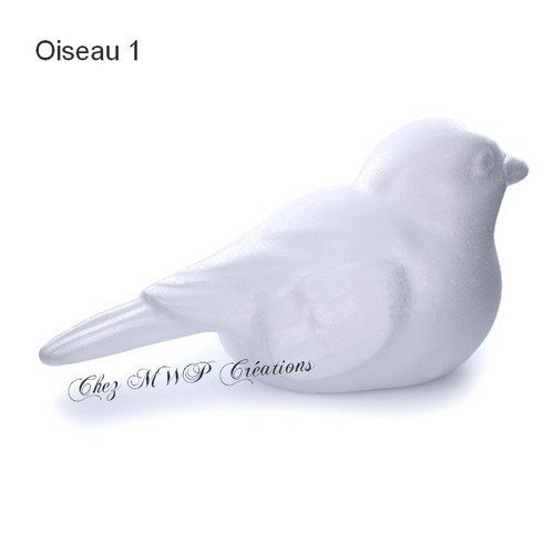 Oiseau en polystyrène blanc (9 x 18 cm)