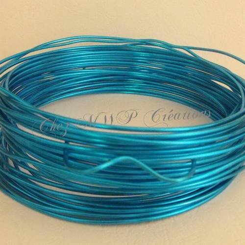 Fil aluminium 2mm x 5m- bleu clair/turquoise - 