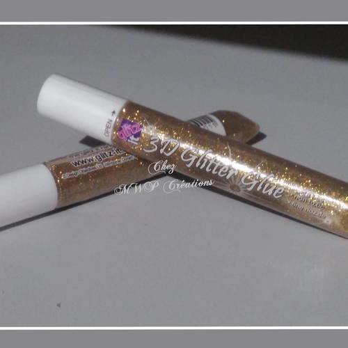 Tube de colle pailletée métallique 3d avec embout (10,5ml) or 