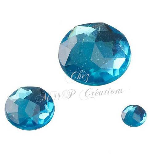 Strass pierres glamour rondes - turquoise -