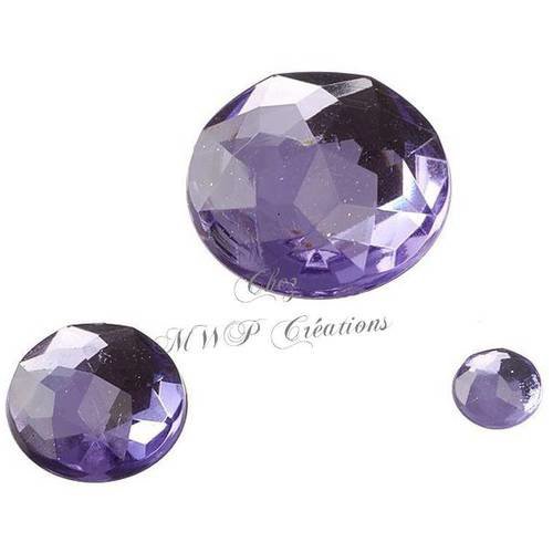 Strass pierres glamour rondes - lilas mauve -
