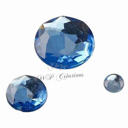 Strass pierres glamour rondes - bleu clair -
