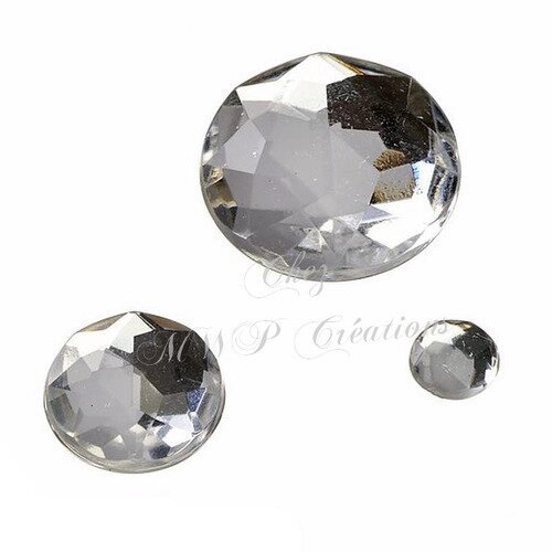 Strass pierres glamour rondes - cristal -