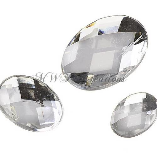 Strass pierres glamour ovales - cristal -
