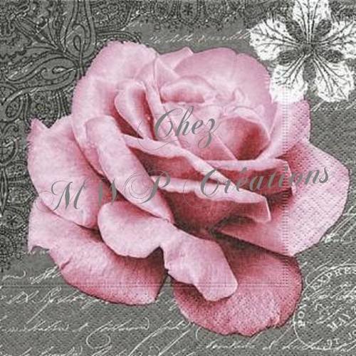 Serviette en papier 33x33 cm - " rose " 