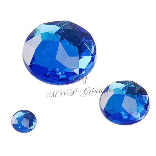 Strass pierres glamour rondes - bleu saphir -