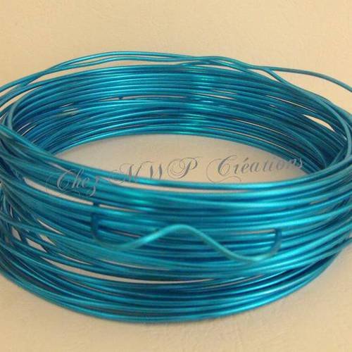 Fil aluminium 2 mm (2 mètres)- bleu clair / turquoise 