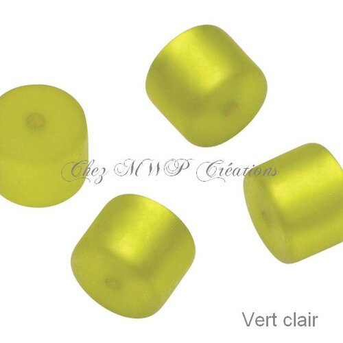 Perles polaris cylindre mat 8x10mm - vert clair