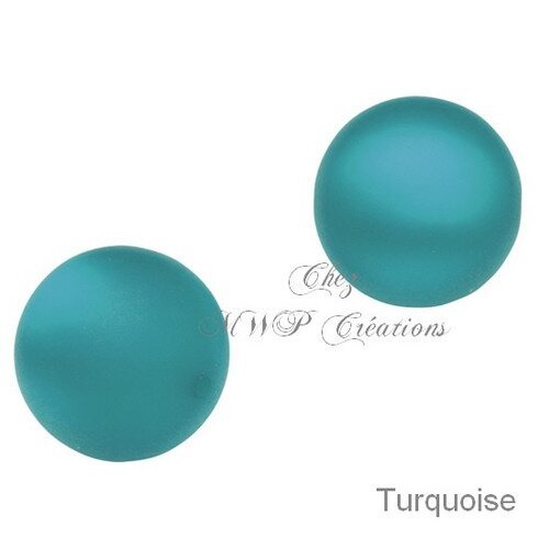 Perles polaris 16mm rondes mat - turquoise 