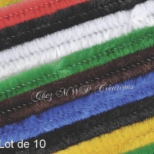 Fil chenille 8mmx50cm - assortiment 10 pièces