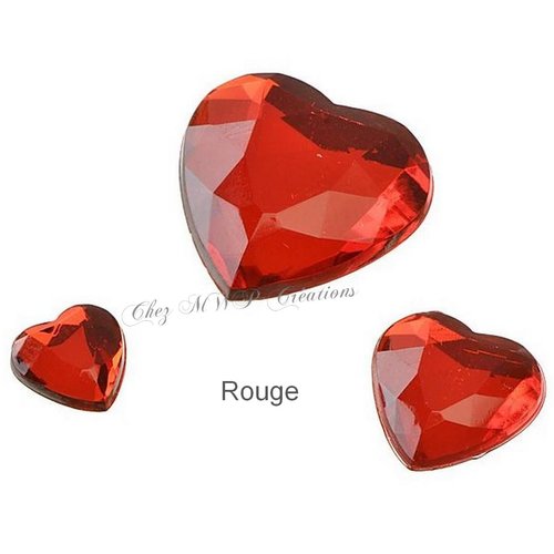 Strass pierres glamour coeurs - rouge - 