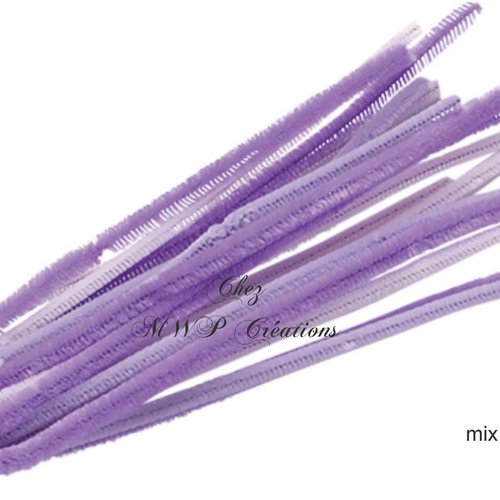 Fil chenille 6mmx50cm mix lilas (x10)
