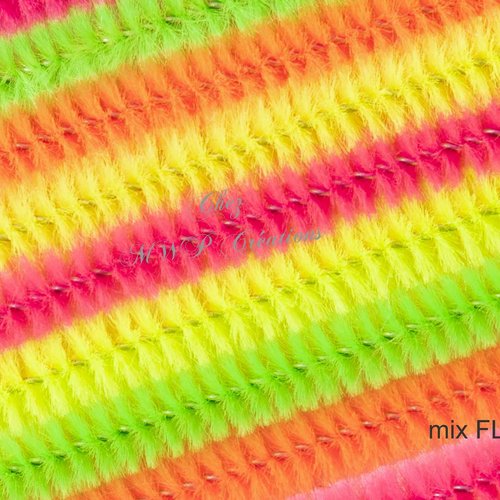 Fil chenille 8mmx50cm mix fluo (x10)
