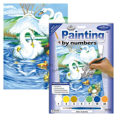Tableau peinture par numéros "cygnes sur l'étang"