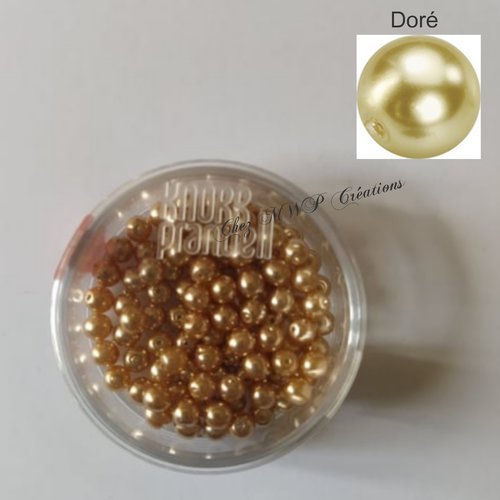 100 perles Nacrées 4mm Or jaune en verre de Bohème 