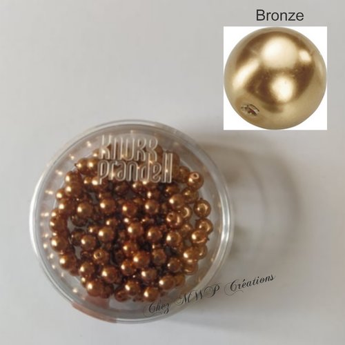 Perles rondes nacrées en verre ciré 4mm, boite de 100 - bronze