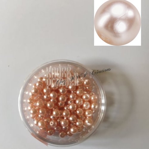 Perles rondes nacrées en verre ciré 4mm, boite de 100 - abricot