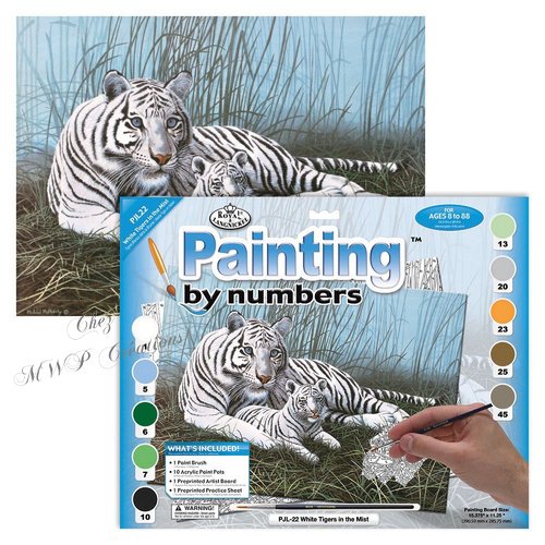 Tableau peinture par numéros "tigres blancs dans la brume"