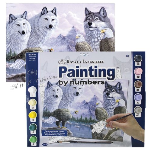 Tableau peinture par numéros "loups et aigles"